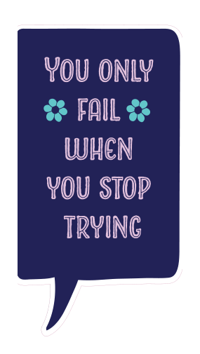 Locker Note – You Only Fail When You Stop Trying | 7 × 14 in