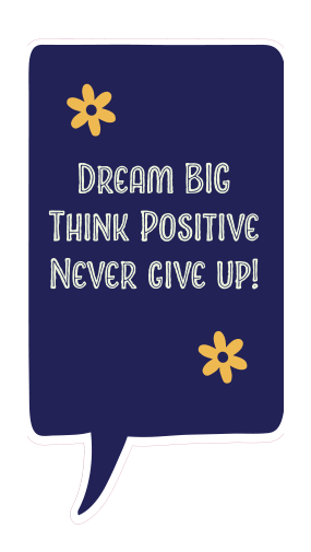 Locker Note – Dream Big Think Positive Never Give Up | 7 × 14 in